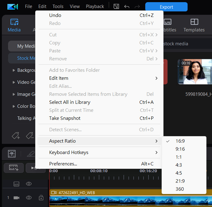 Aspect Ratio Option in PowerDirector