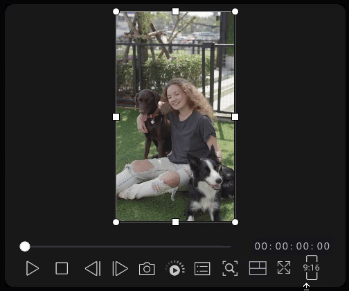Drag and resize the video to fit the 16:9 frame in PowerDirector