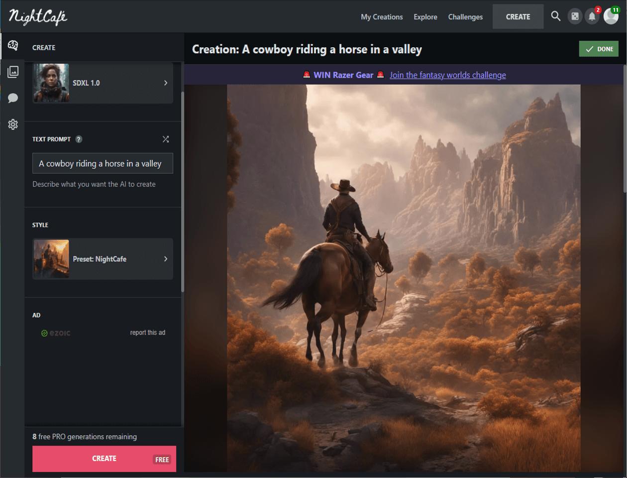 NightCafe - 14위 AI 이미지 생성기