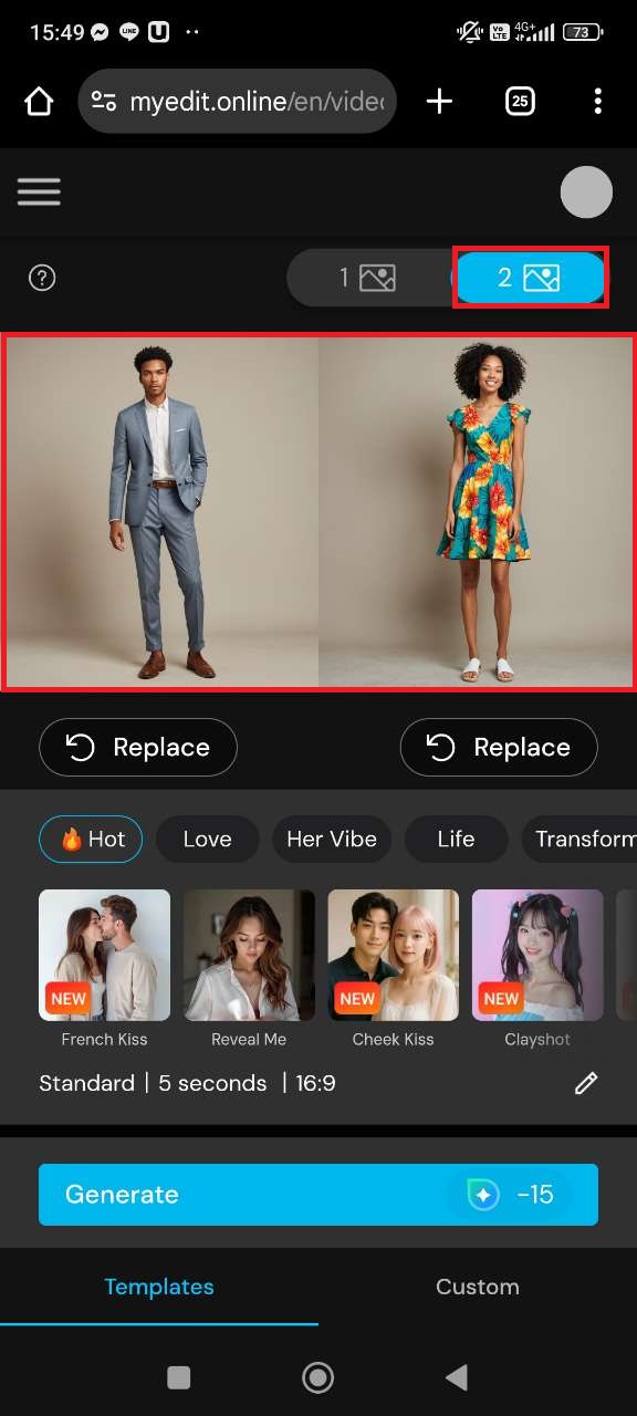 Upload your images to MyEdit AI Proposal Video Generator