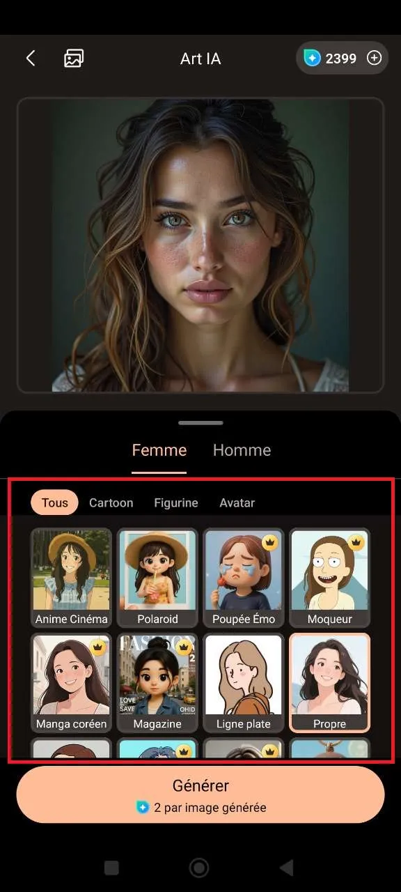 Choisir un effet artistique dans PhotoDirector Art IA