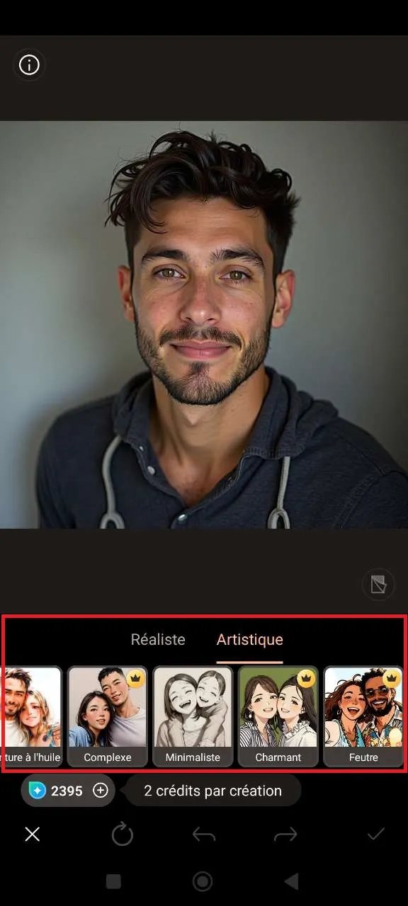 Choisir un effet croquis dans PhotoDirector Croquis IA