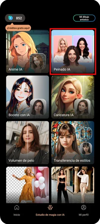 Interfaz de la app de PhotoDirector