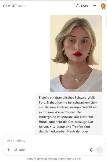 Bild mit Wassertropfen in ChatGPT erstellen