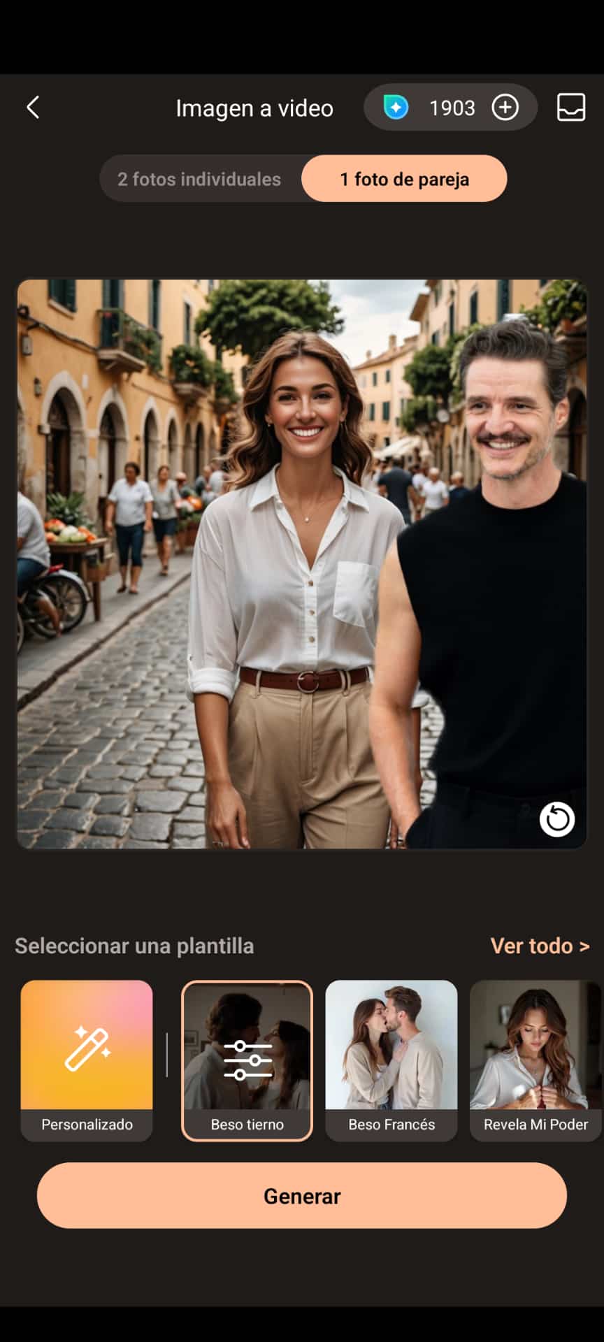 Interfaz de la herramienta Imagen a video con IA de PhotoDirector