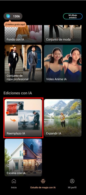 Interfaz de la app de PhotoDirector