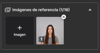 Desplegable de imágenes de referencia de MyEdit con el retrato de partida cargado