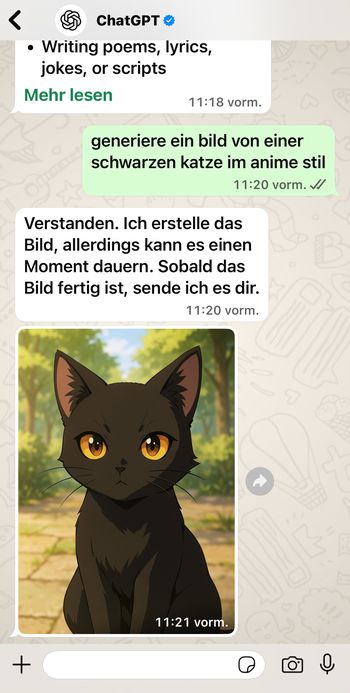 KI-Bilder mit ChatGPT in WhatsApp erstellen