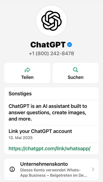 Hier verknüpfst du dein OpenAI-Konto mit ChatGPT in WhatsApp