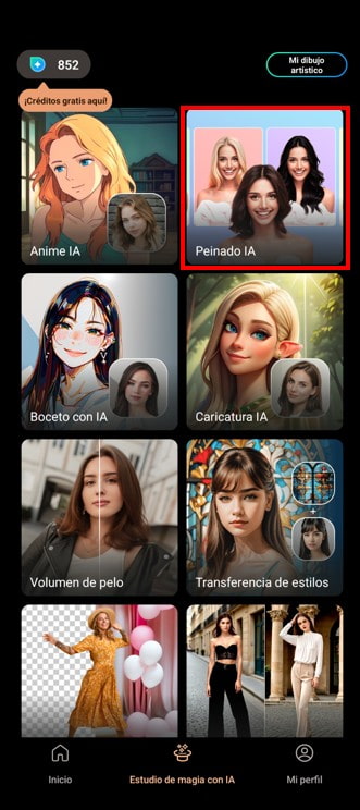 Interfaz de la app de PhotoDirector
