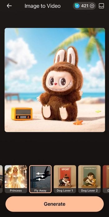 Foto laden und eine Videovorlage für deine Labubu auswählen, um das Bild in ein Video umzuwandeln.