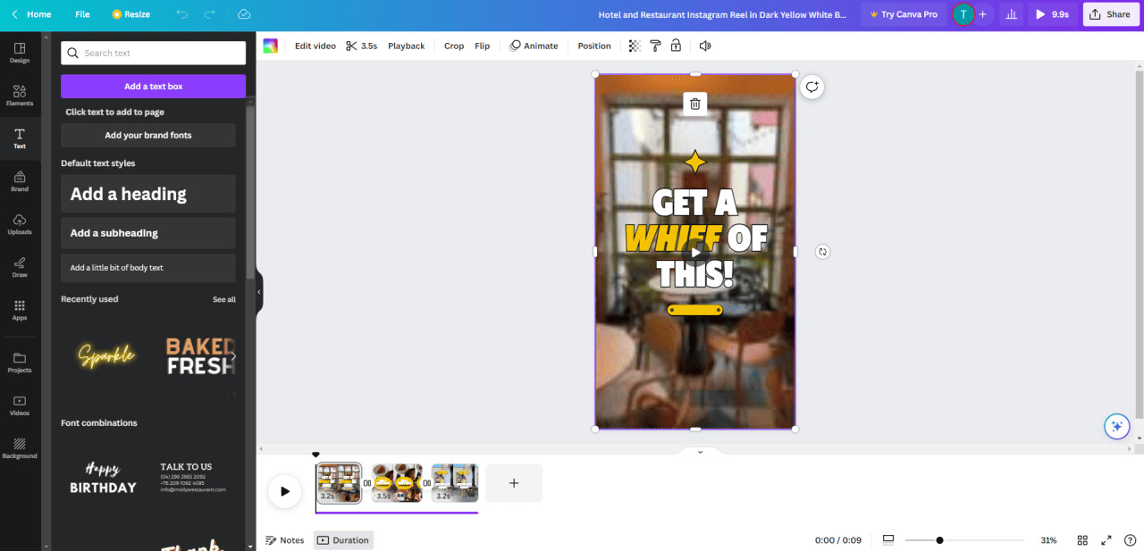 Interface de Canva Video pour créer des montages vidéo en ligne