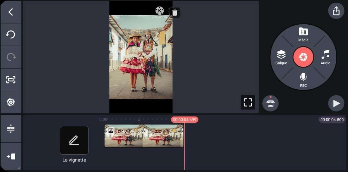 Interface de l’application KineMaster pour montage vidéo mobile