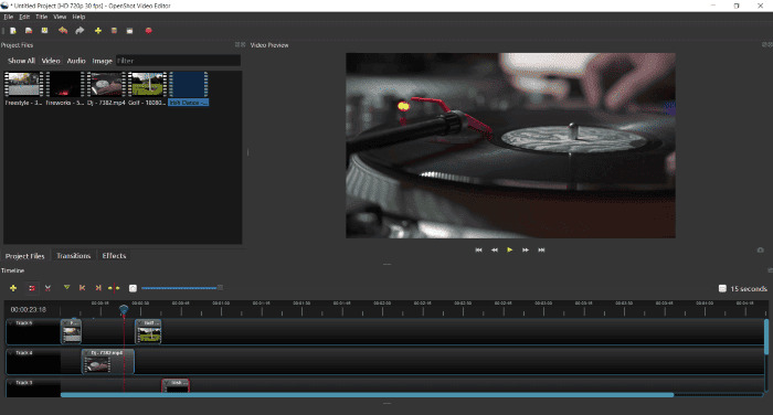 Interface du logiciel de montage vidéo OpenShot gratuit pour débutants