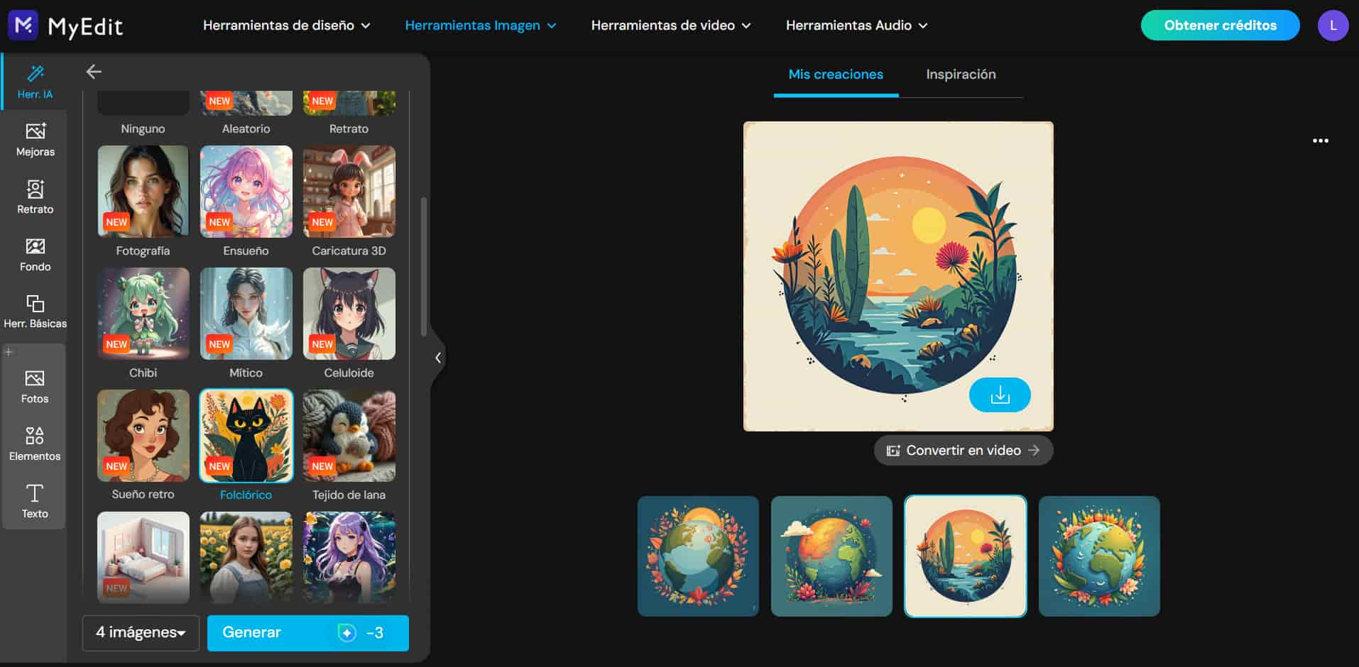 Herramientas para generar imágenes IA de MyEdit