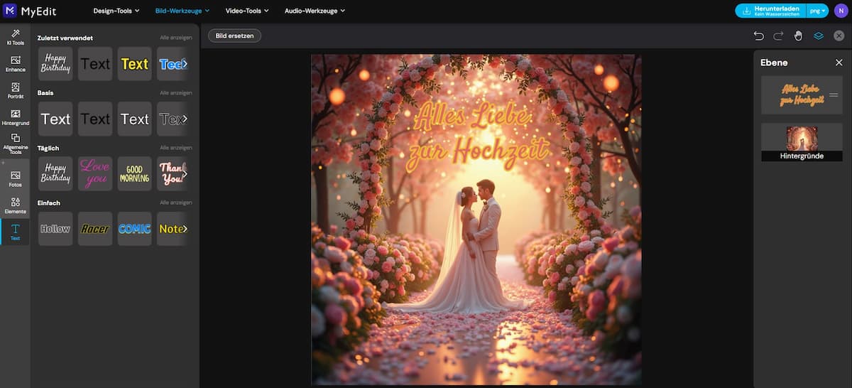 MyEdit - Hochzeitsgrüße gestalten