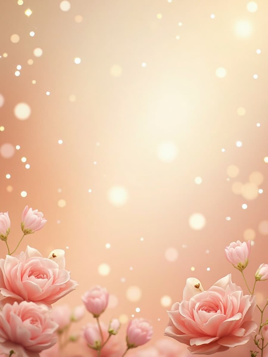 Zarte rosa Rosen mit Bokeh-Lichtern und hellem Glanz