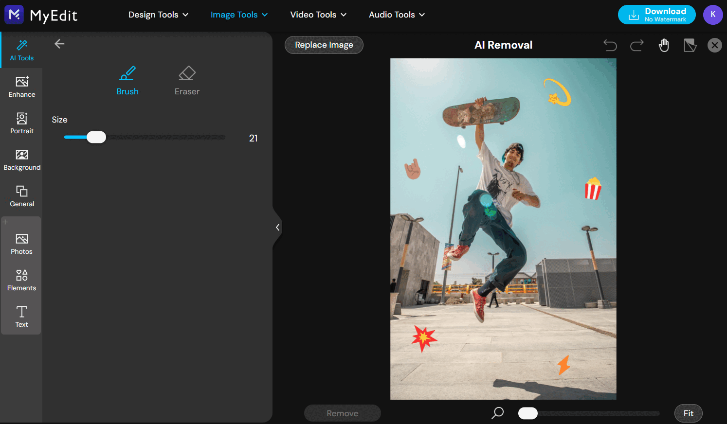 Remove Emojis from Picture Online with MyEdit