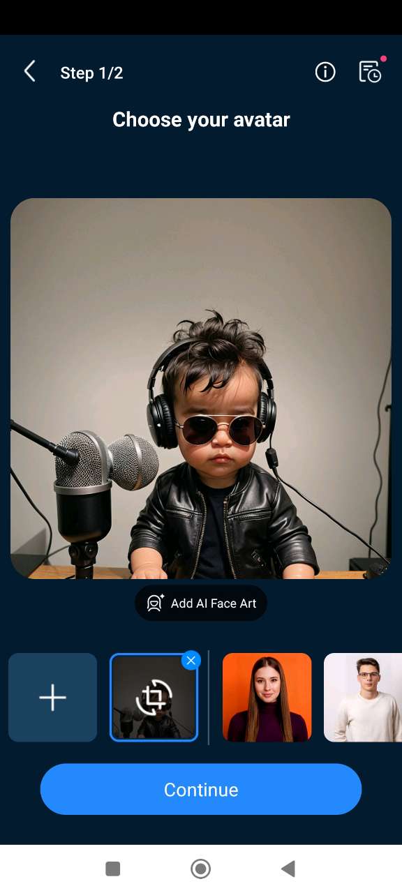 Import the AI Baby photo in Talking Avatar in PowerDirector App