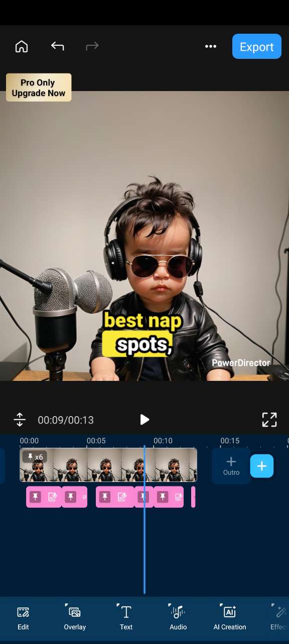 Add Baby Voiceover in PowerDirector App