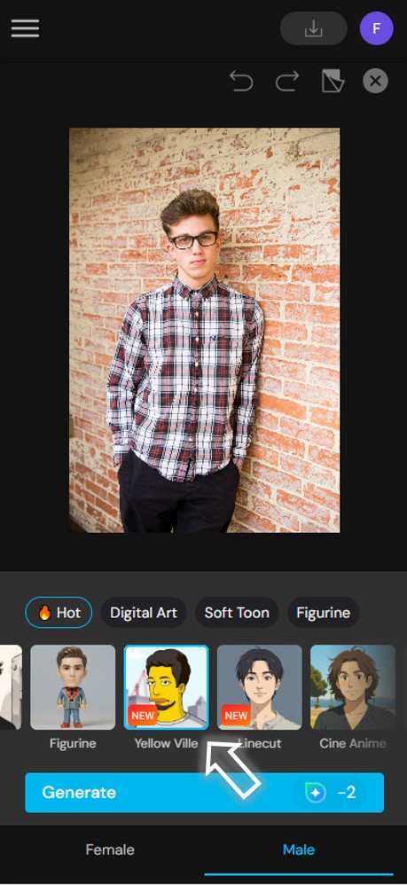 MyEdit - AI Simpsons Filter to create a Portrait - Step 3