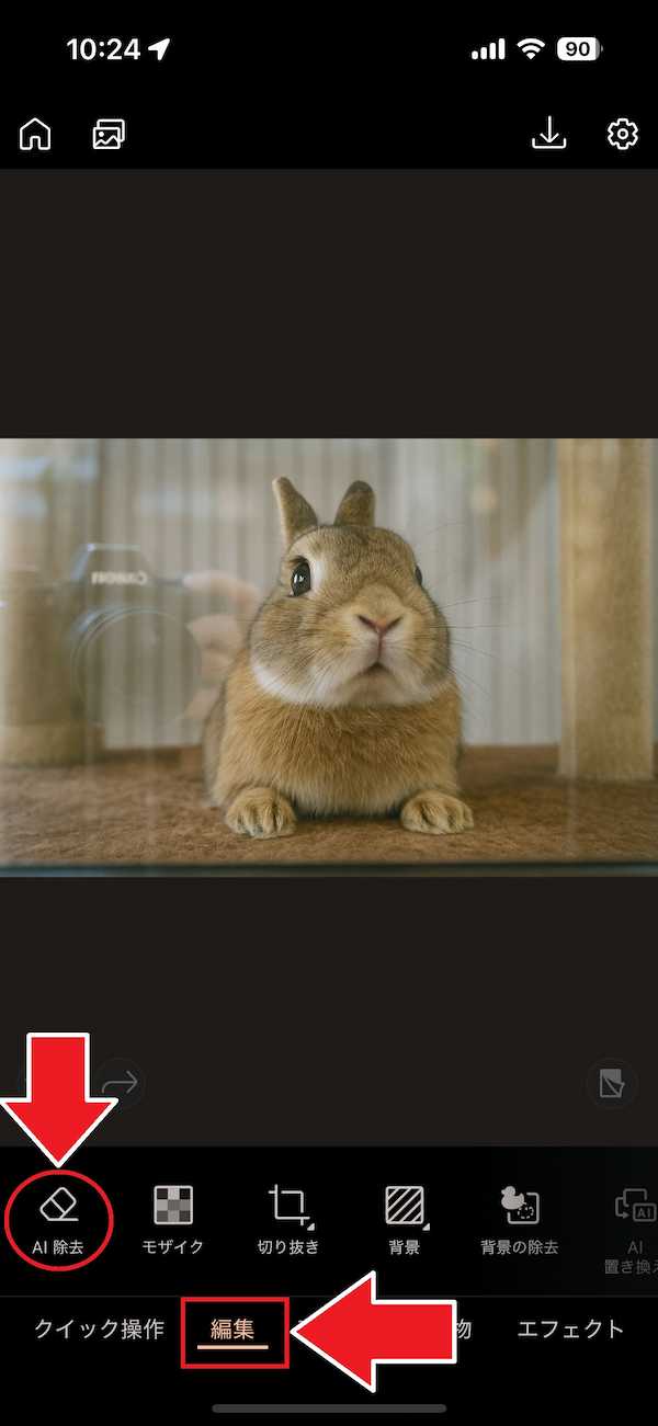 モバイル版 PhotoDirector 編集 反射消す AI除去