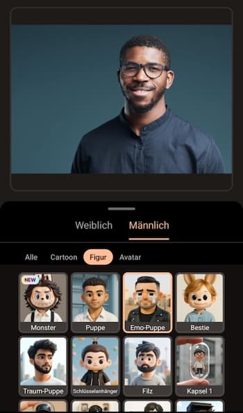 Emo-Puppe-Filter wählen
