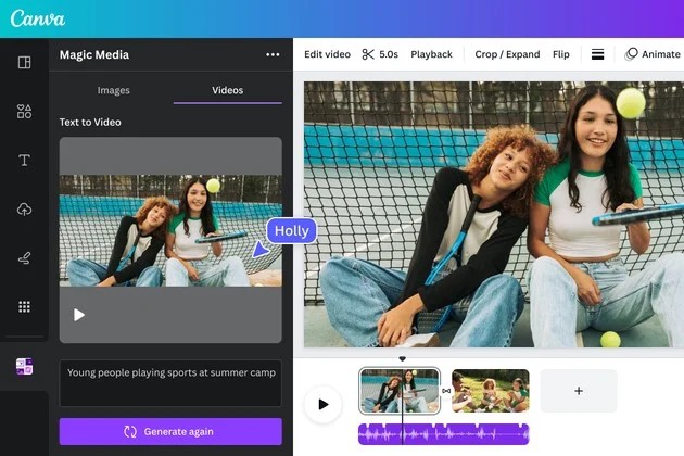 Canva KI-Videogenerator mit Vorschaubild Text zu Video