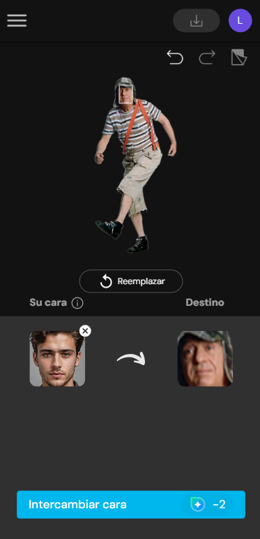 interfaz de la herramienta Face Swap IA de MyEdit