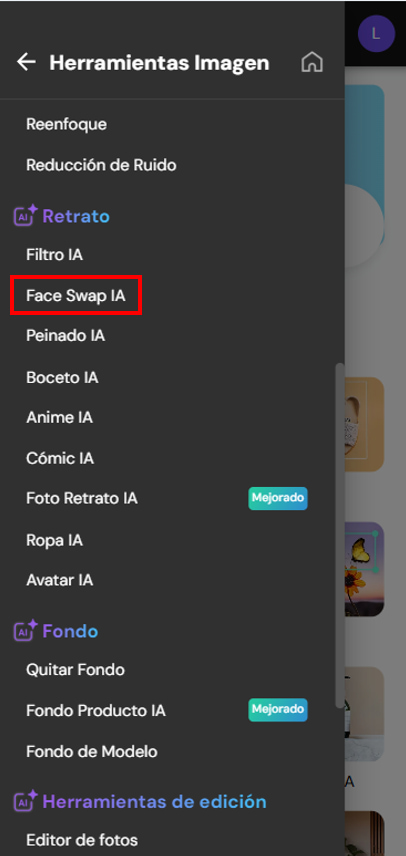 interfaz de MyEdit para editar imagenes con IA