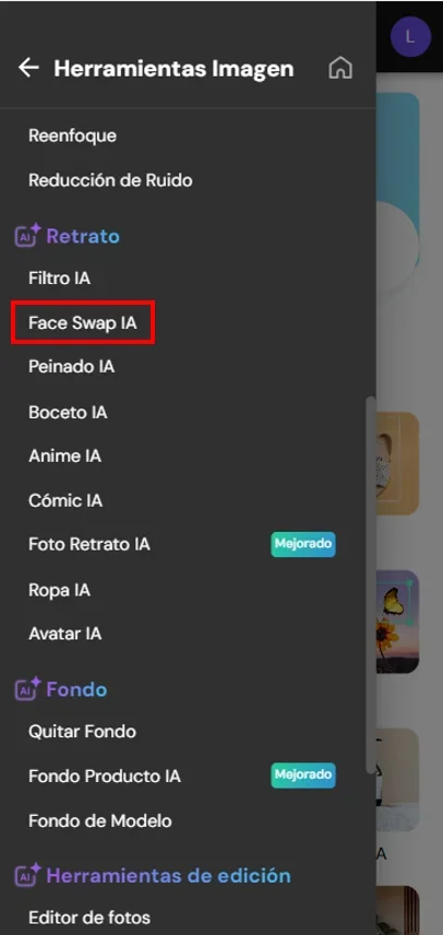 interfaz de MyEdit para editar imagenes con IA