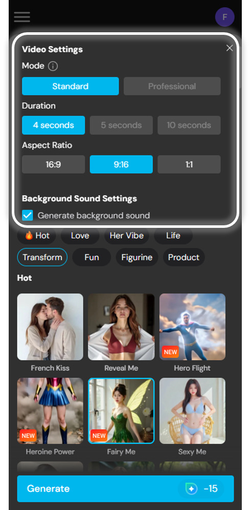 MyEdit - AI Fairy Video Step 4