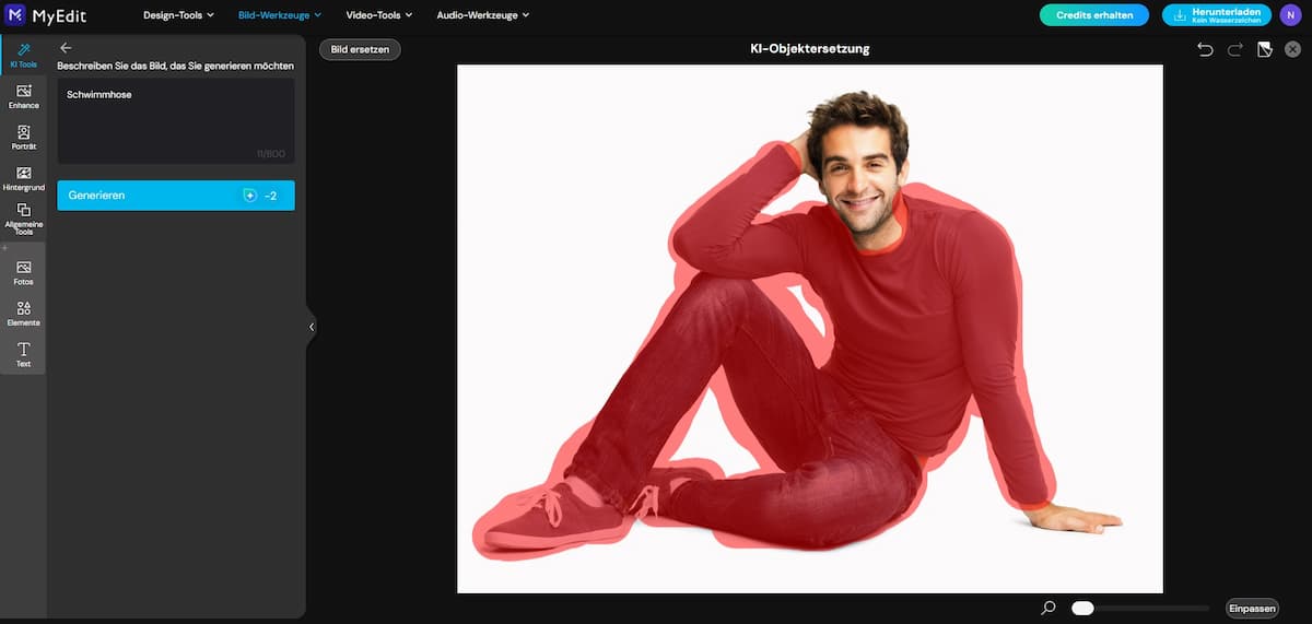 MyEdit KI-Objektersetzung UI