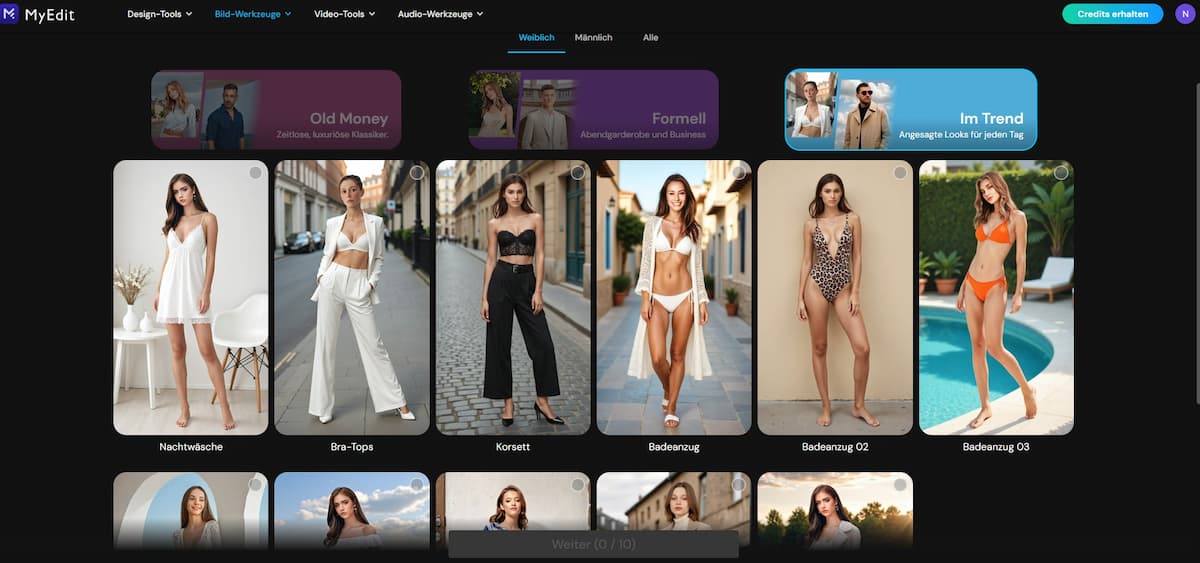 MyEdit KI-Outfit-Vorlagen