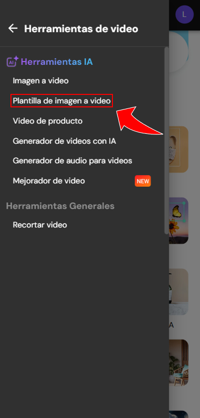 interfaz de MyEdit para generar videos con IA