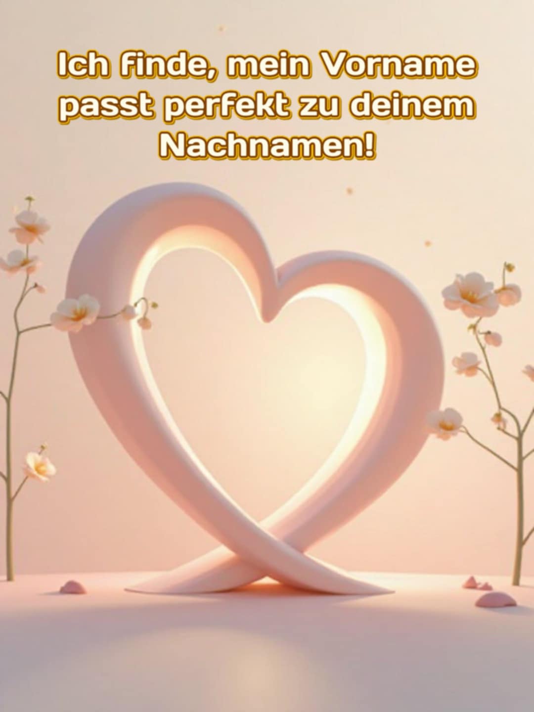Liebesbild mit Spruch: 'Ich finde, mein Vorname passt perfekt zu deinem Nachnamen!'