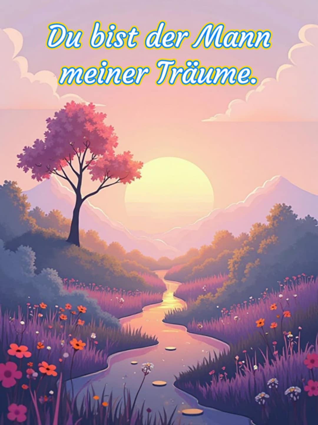Liebesbild mit Spruch: 'Du bist der Mann meiner Träume.'