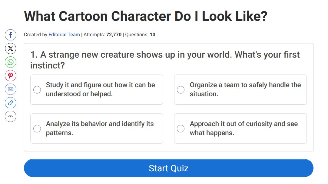 Take a quiz to discover your cartooon twin