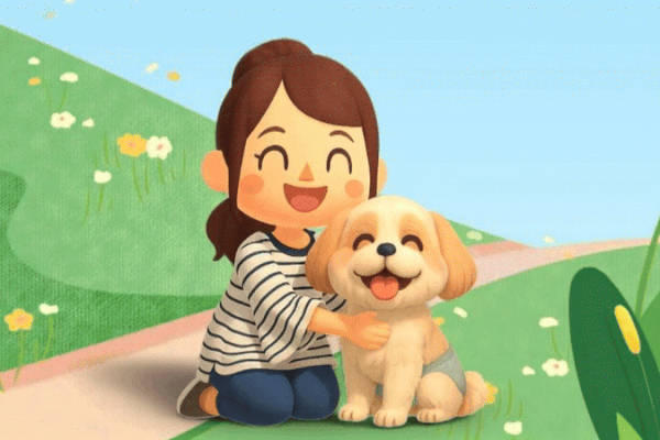 女の子と犬