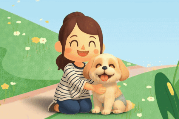 女の子と犬