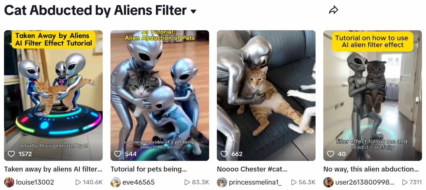 Tendencia de gatos raptados por aliens en TikTok