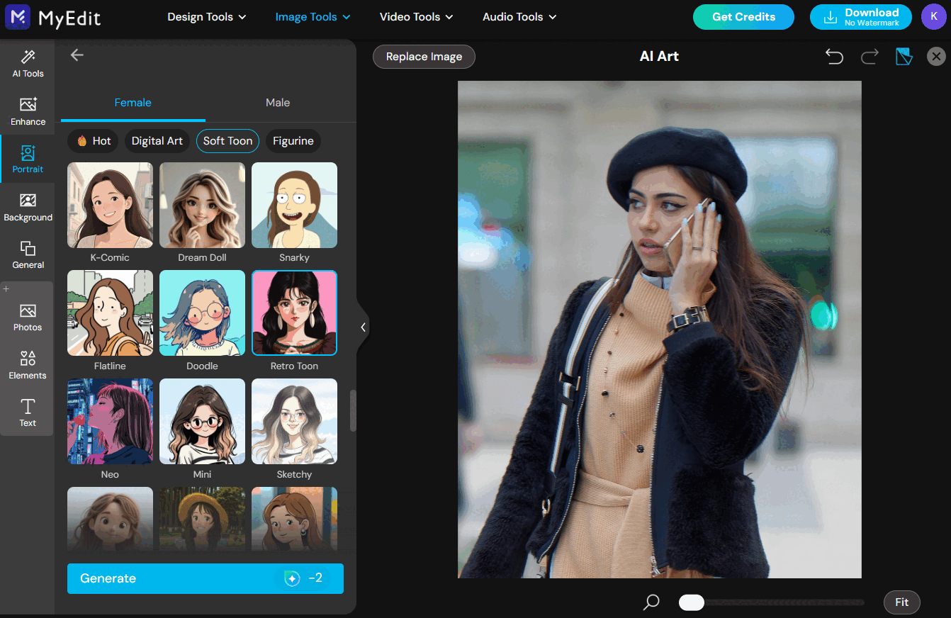 Create Manga Style Transformation with MyEdit