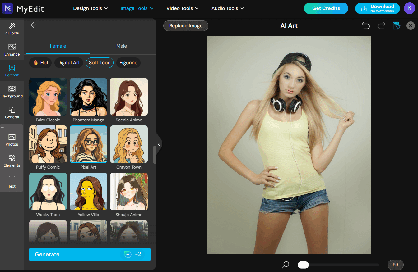 Create Pixel Art Transformation with MyEdit