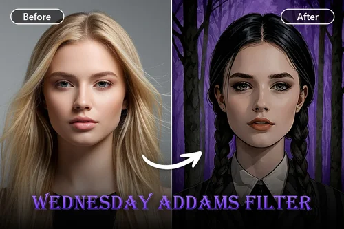 Wednesday Filter: Try Wednesday Makeup on Yourself with AI