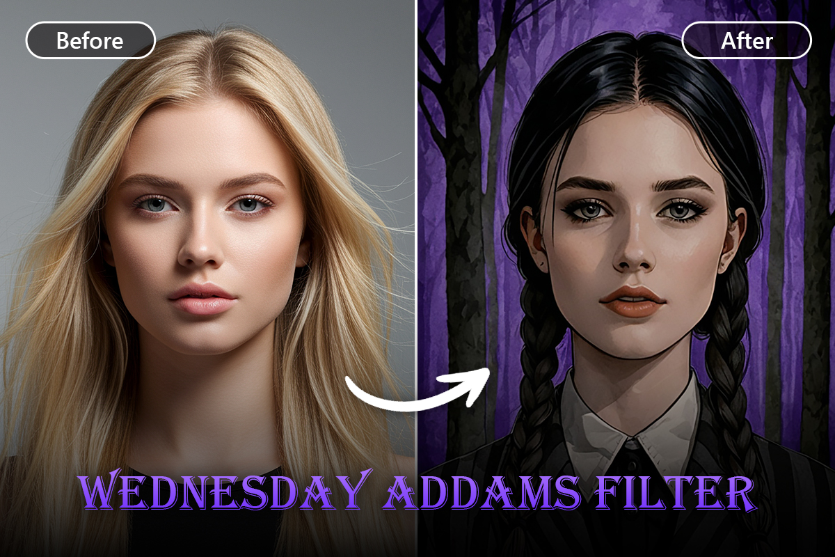 Wednesday Filter: Try Wednesday Makeup on Yourself with AI
