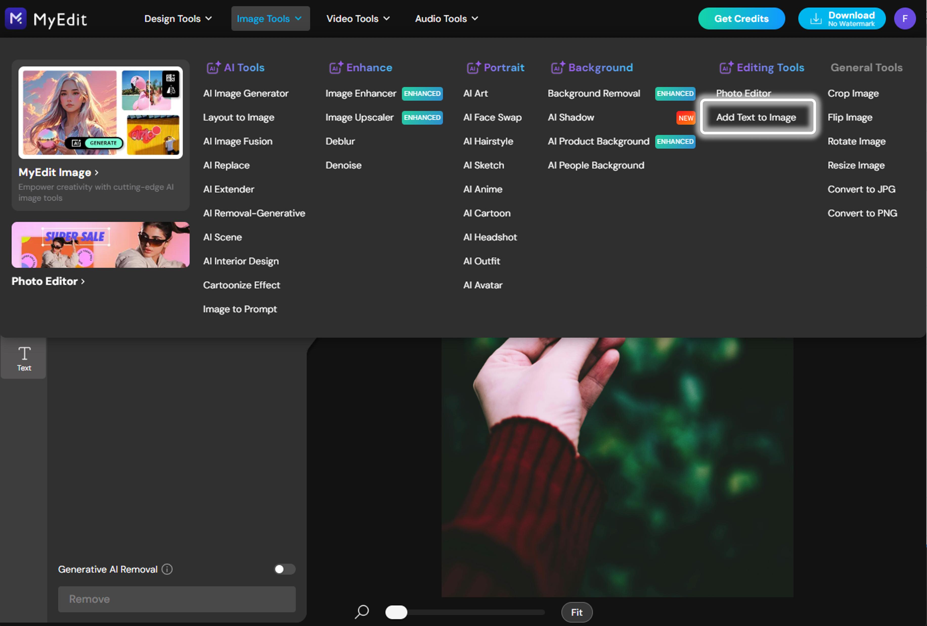 MyEdit - Change text on a picture online - Step 4