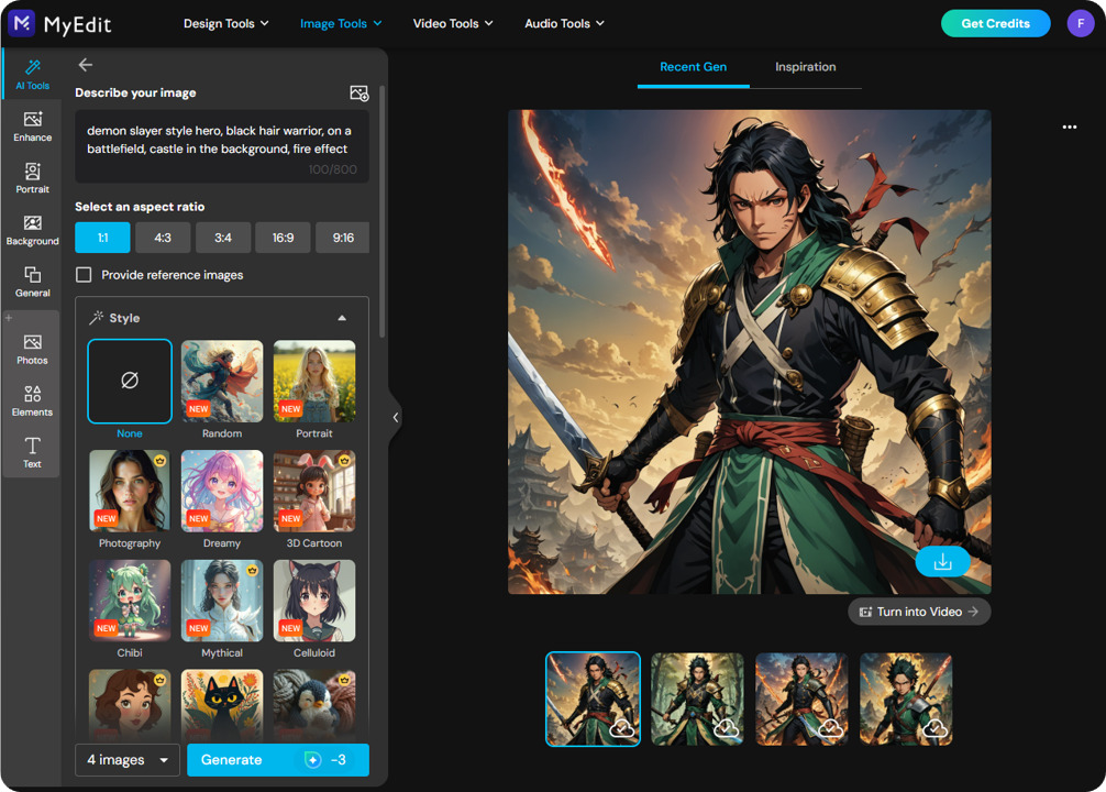 MyEdit - AI Demon Slayer Image Generator