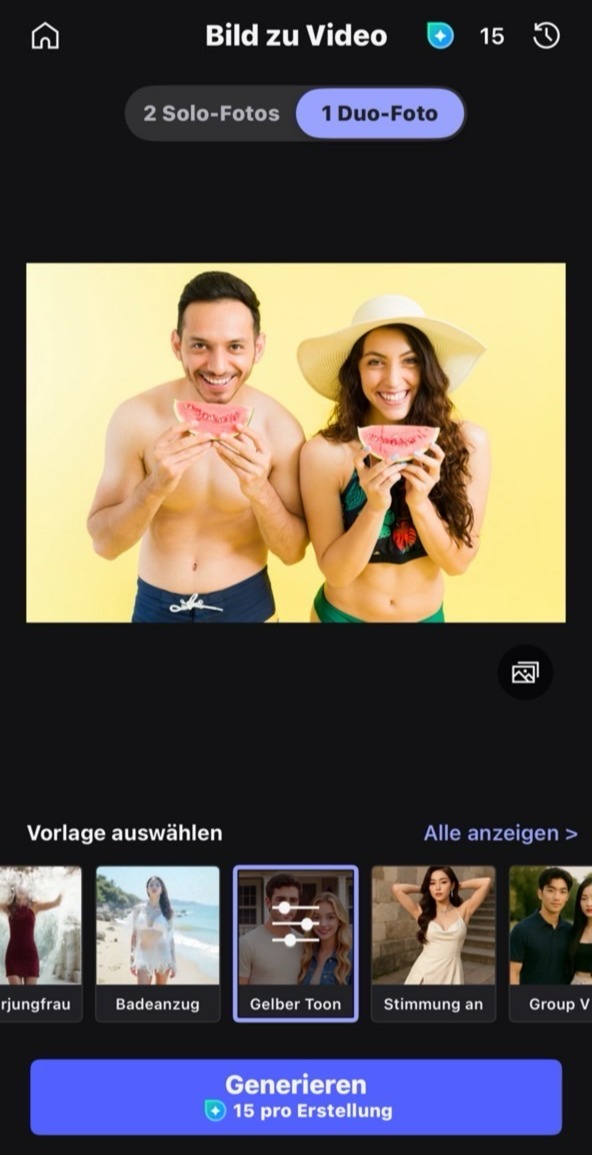 MyEdit KI Bild zu Video UI