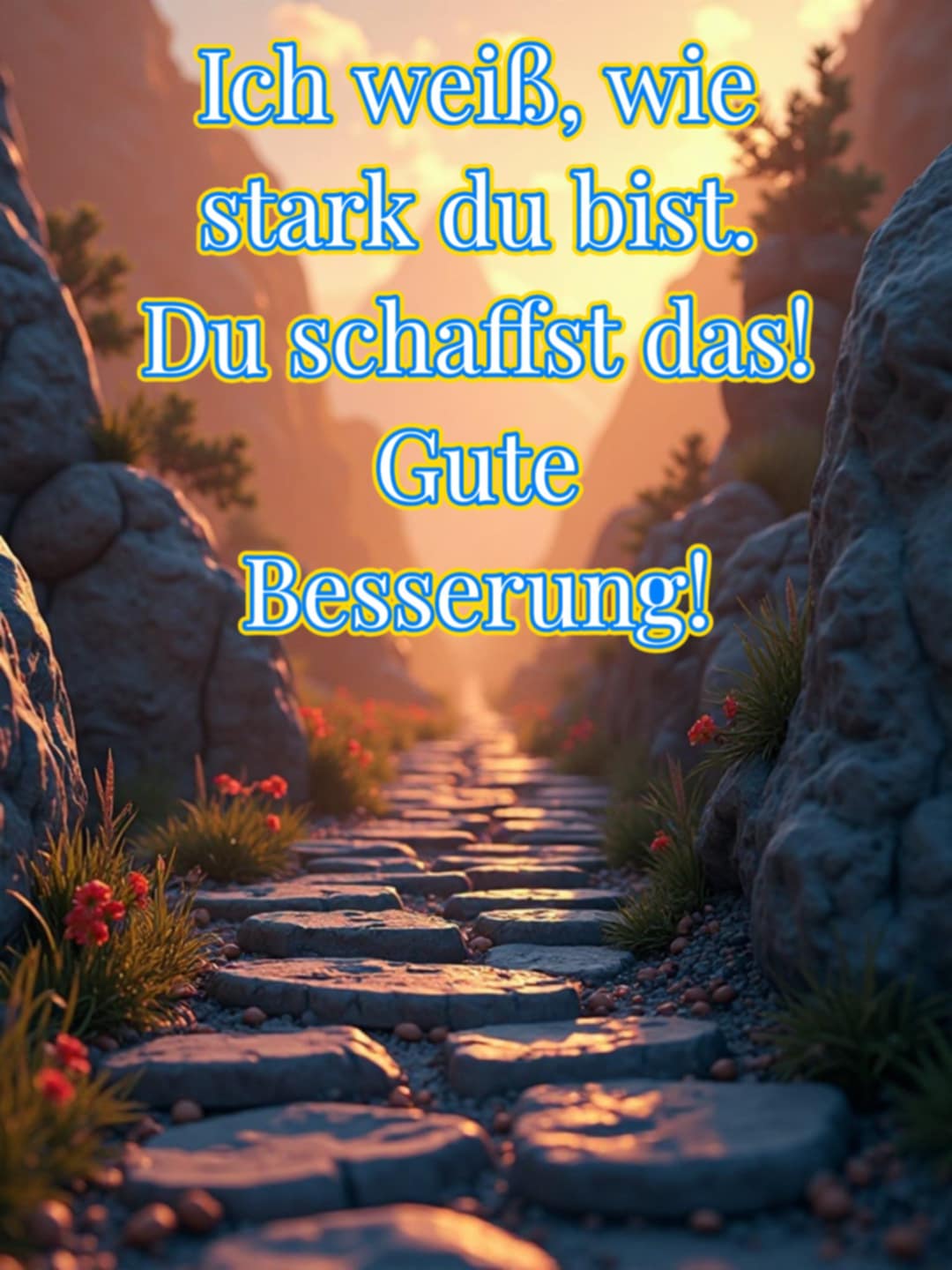 Gute Besserung Bild mit Spruch: 'Ich weiß, wie stark du bist. Du schaffst das! Gute Besserung!'