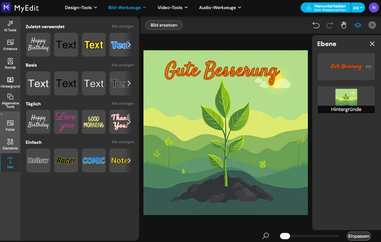 MyEdit - Gute Besserungswünsche gestalten